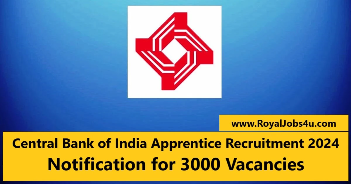 Central Bank of India Apprentice Recruitment 2024: Notification for 3000 Vacancies